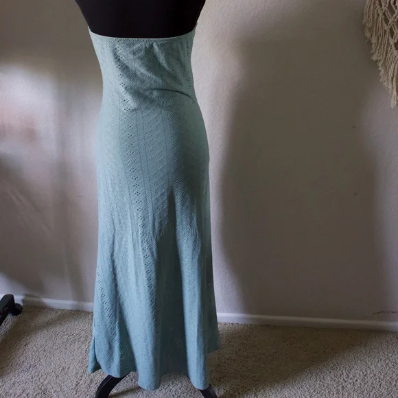 Chic Me Strapless Eyelet Maxi Dress | Sage Green | Size Medium - Picture 5 of 5